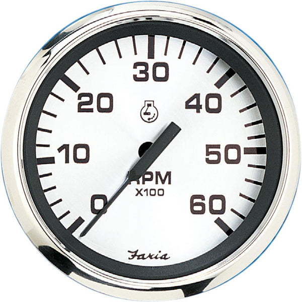 Faria Spun Silver 4" Tachometer (6000 RPM) (Gas Inboard  I/O) [36004] - Essenbay Marine