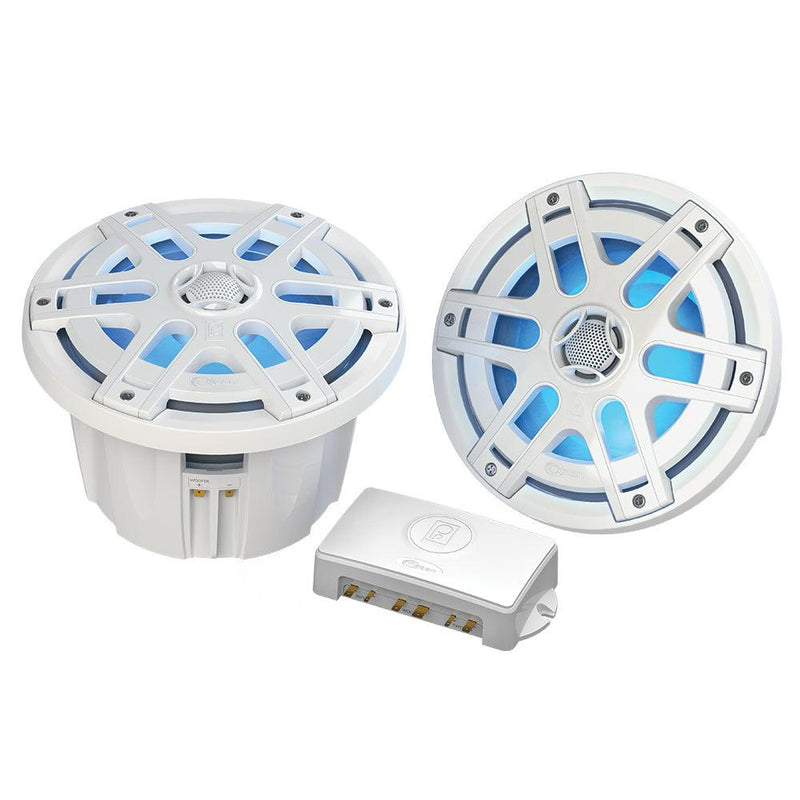 Poly-Planar MA-OC8 8" 500 Watt Waterproof Blue LED Speaker - White [MA-OC8] - Essenbay Marine