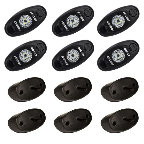 RIGID Industries A-Series Rock Light Kit - 6 Cool White Lights - Black [400253] - Essenbay Marine