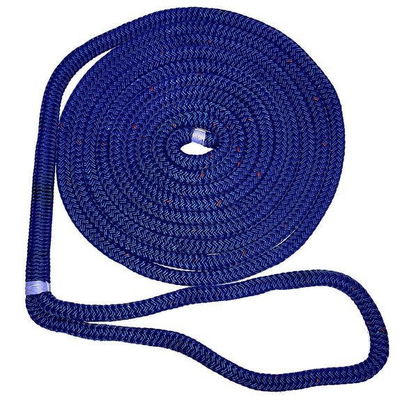 New England Ropes 5/8" X 15 Nylon Double Braid Dock Line - Blue w/Tracer [C5053-20-00015] - Essenbay Marine