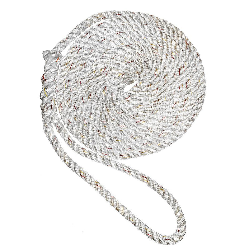 New England Ropes 3/8" X 20 Premium Nylon 3 Strand Dock Line - White w/Tracer [C6050-12-00020] - Essenbay Marine