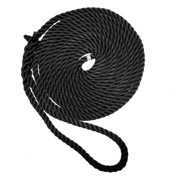 New England Ropes 3/8" X 15 Premium Nylon 3 Strand Dock Line - Black [C6054-12-00015] - Essenbay Marine