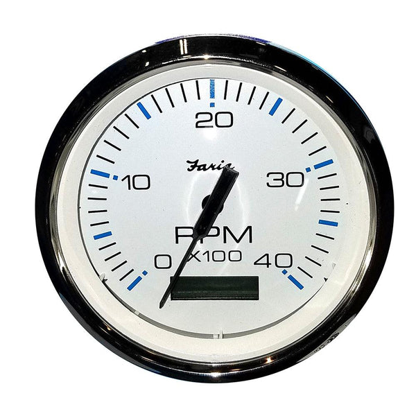 Faria Chesapeake White SS 4" Tachometer w/Hourmeter (4000 RPM) (Diesel) (Mech. Takeoff  Var. Ratio Alt) [33834] - Essenbay Marine