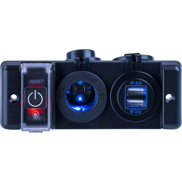 Sea-Dog Double USB  Power Socket Panel w/Breaker Switch [426506-1] - Essenbay Marine