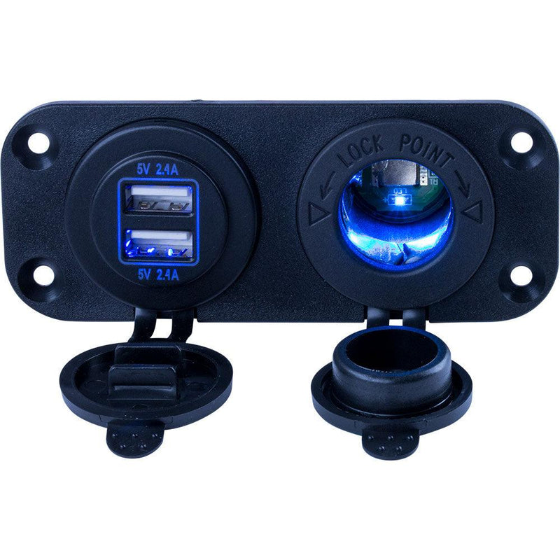 Sea-Dog Double USB  Power Socket Panel [426505-1] - Essenbay Marine