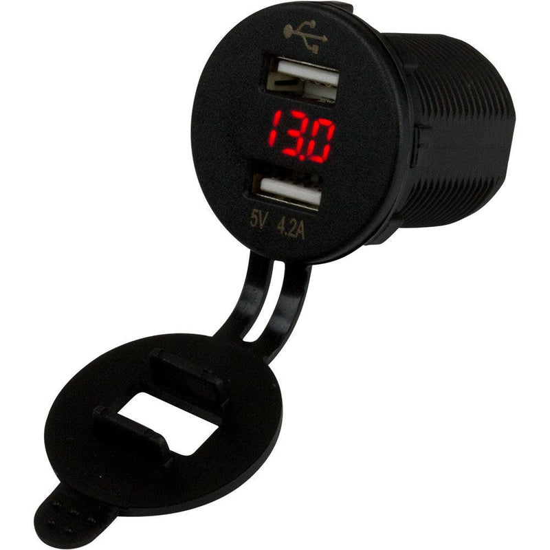 Sea-Dog Dual USB Socket/Voltmeter w/Hidden Display [426517-1] - Essenbay Marine