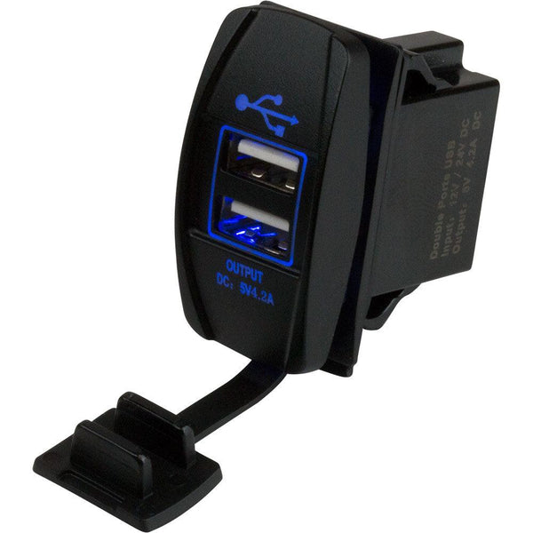 Sea-Dog Dual USB Rocker Switch Style Power Socket [426520-1] - Essenbay Marine