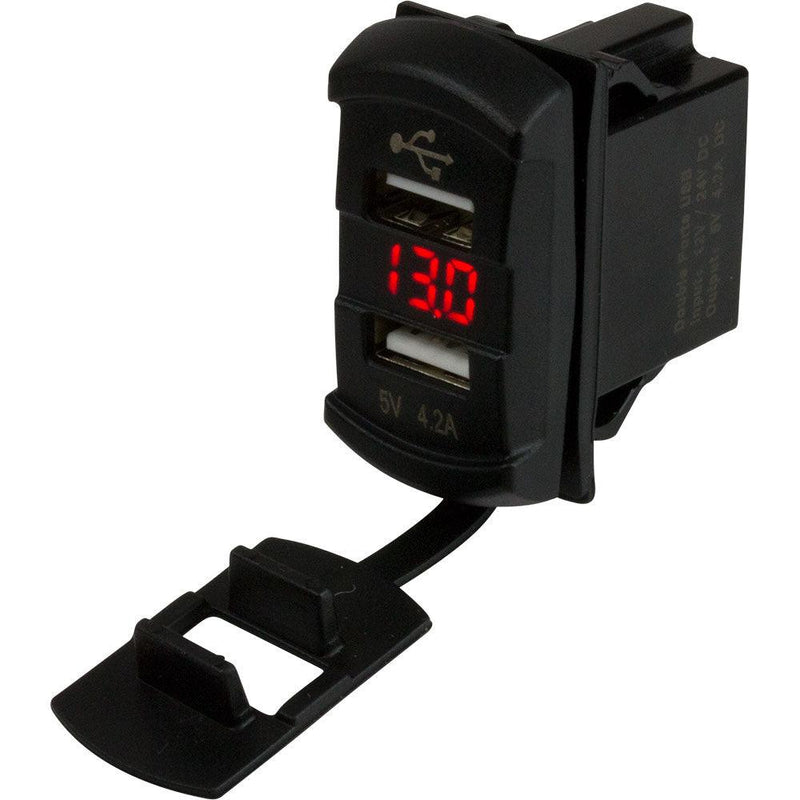 Sea-Dog Dual USB Rocker Switch Style Voltmeter w/Hidden Display [426527-1] - Essenbay Marine