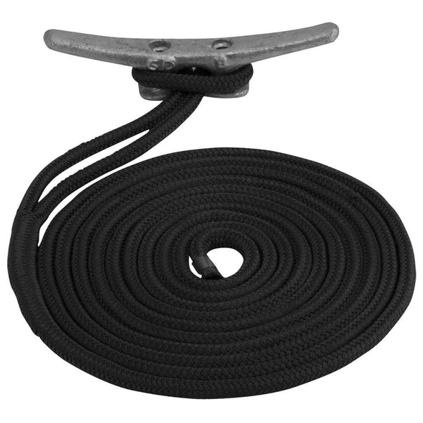 Sea-Dog Double Braided Nylon Dock Line - 1/2" x 25 - Black [302112025BK-1] - Essenbay Marine