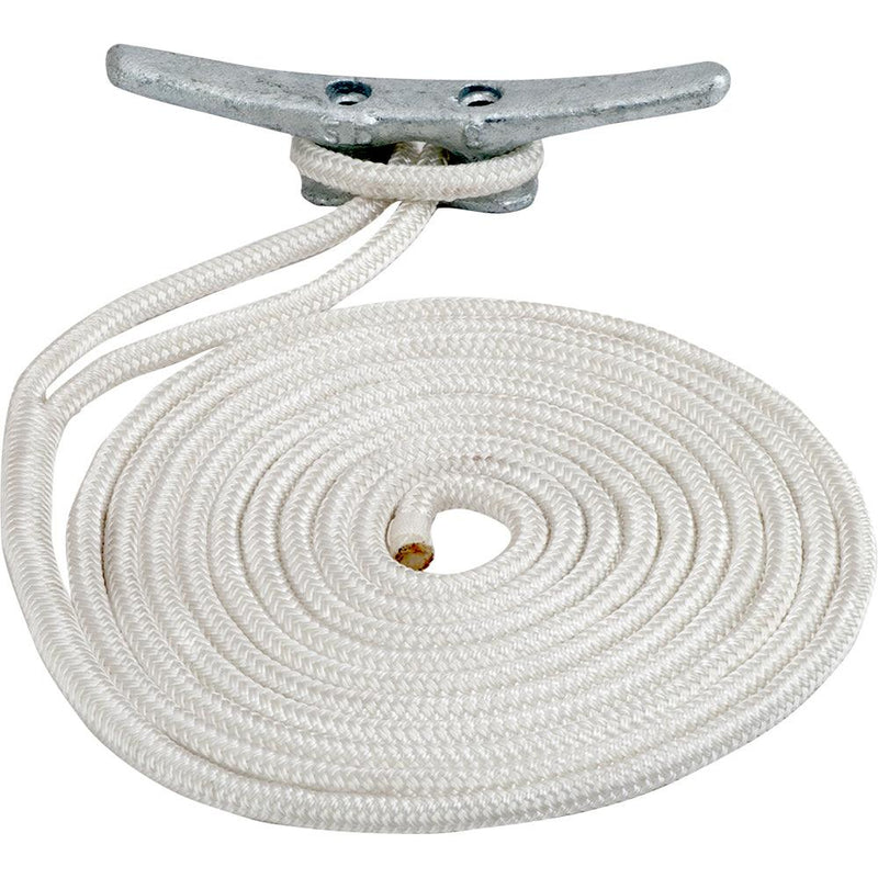 Sea-Dog Double Braided Nylon Dock Line - 5/8" x 25 - White [302116025WH-1] - Essenbay Marine