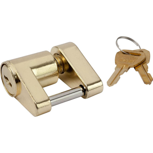 Sea-Dog Brass Plated Coupler Lock - 2 Piece [751030-1] - Essenbay Marine