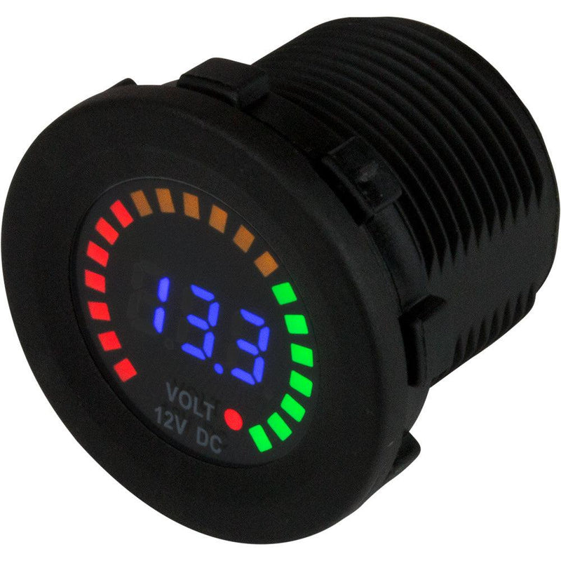 Sea-Dog Round Voltage Meter DC - 5V-15V w/Rainbow Dial [421617-1] - Essenbay Marine