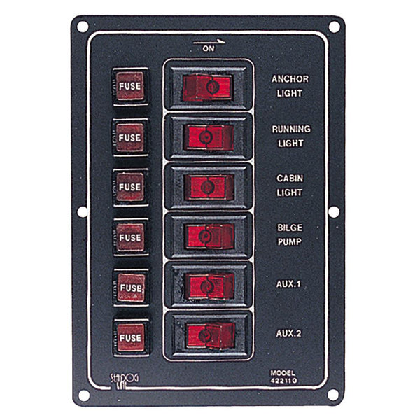 Sea-Dog Aluminum Switch Panel Vertical - 6 Switch [422110-1] - Essenbay Marine