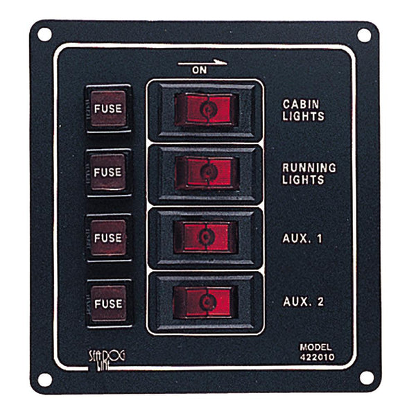 Sea-Dog Aluminum Switch Panel - Vertical - 4 Switch [422010-1] - Essenbay Marine