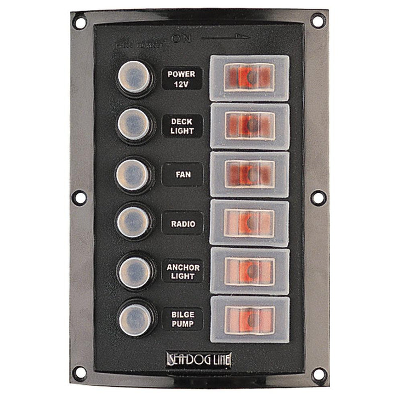 Sea-Dog Splash Guard Circuit Breaker Panel - 6 Circuit [424806-1] - Essenbay Marine