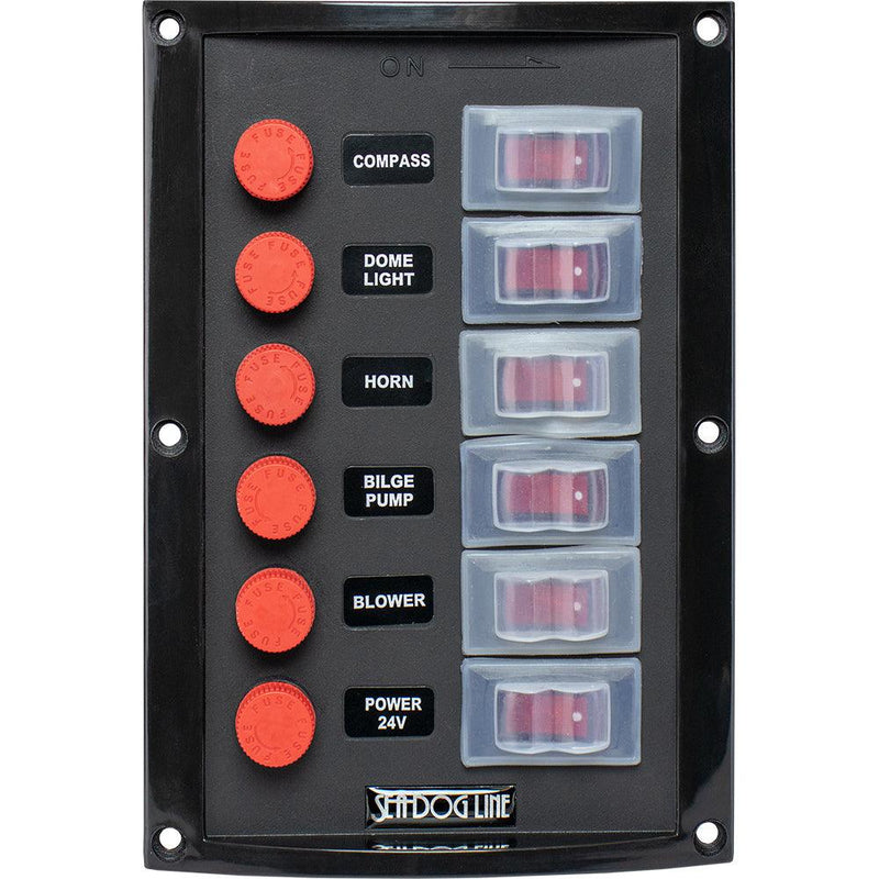 Sea-Dog Splash Guard Switch Panel Vertical - 6 Switch [424116-1] - Essenbay Marine