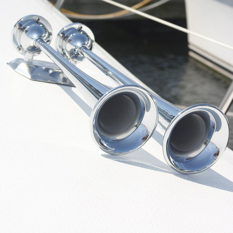 Marinco 12V Chrome Plated Dual Trumpet Air Horn [10106] - Essenbay Marine
