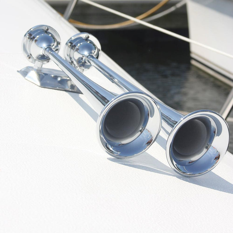 Marinco 24V Chrome Plated Dual Trumpet Air Horn [10624] - Essenbay Marine