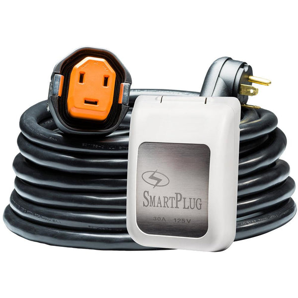 SmartPlug RV Kit 30 Amp 30 Dual Configuration Cordset - Black (SPX X Park Power)  Non Metallic Inlet - White [R30303BM30PW] - Essenbay Marine