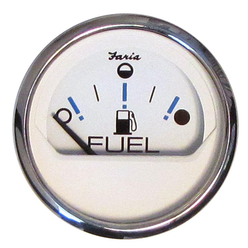 Faria Chesapeake White SS 2" Fuel Level Gauge - Metric (E-1/2-F) [13818] - Essenbay Marine