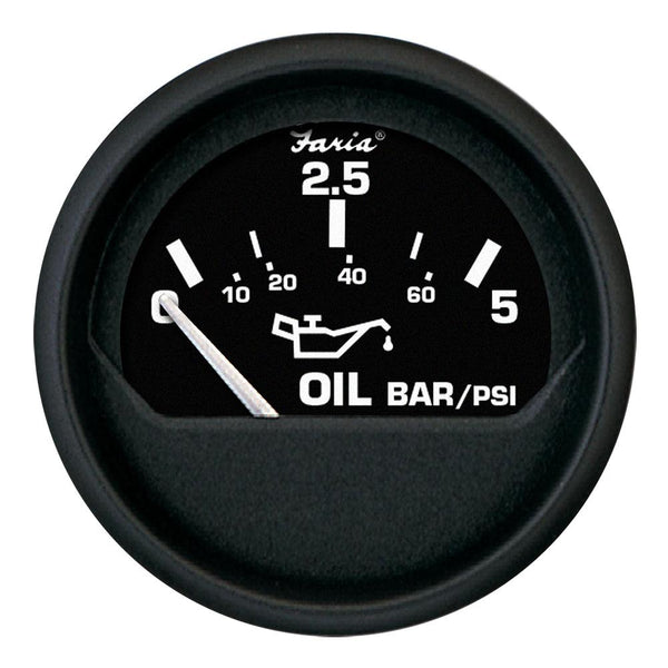 Faria Euro Black 2" Oil Pressure Gauge - Metric (5 Bar) [12805] - Essenbay Marine