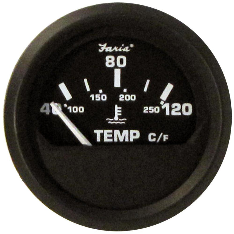 Faria Euro Black 2" Water Temperature Gauge - Metric (40 to 120 C) [12814] - Essenbay Marine