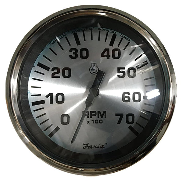 Faria Spun Silver 4" Tachometer (7000 RPM) (Outboard) [36005] - Essenbay Marine