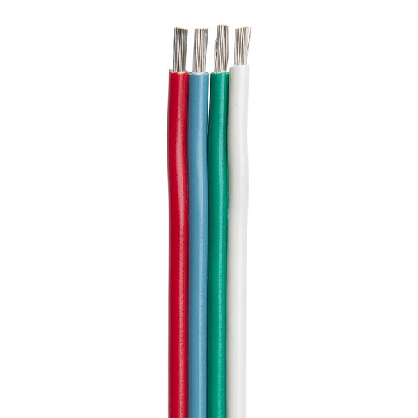 Ancor Flat Ribbon Bonded RGB Cable 18/4 AWG - Red, Light Blue, Green  White - 100 [160010] - Essenbay Marine