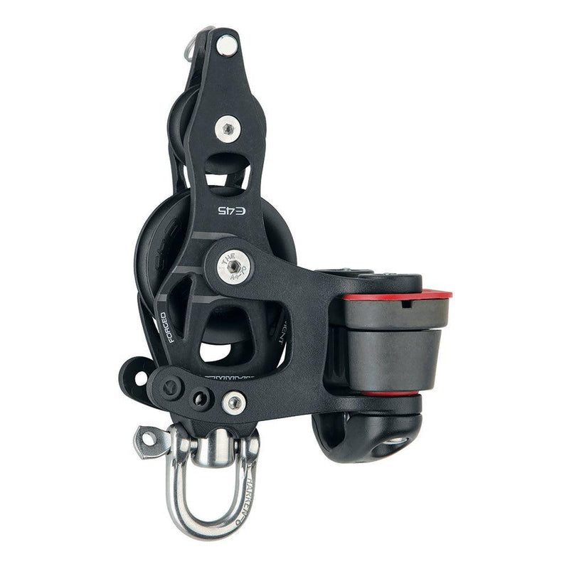 Harken 45mm Single Aluminum Element Fiddle Block w/Swivel, Becket  150 Cam Cleat [6234] - Essenbay Marine