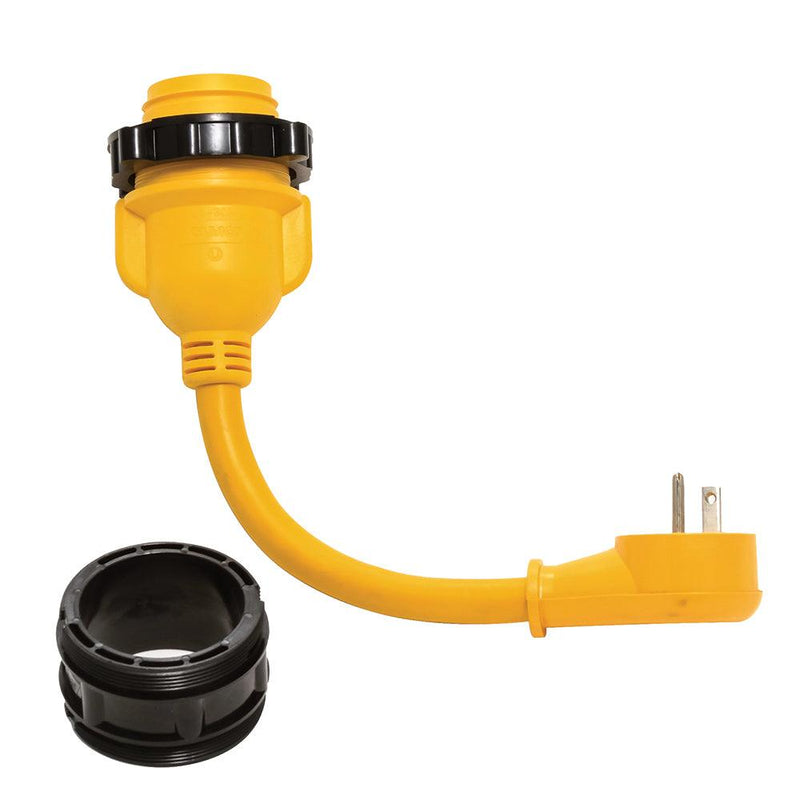 Camco PowerGrip Locking Adapter - 15A/125V Male to 30A/125V Female Locking [55635] - Essenbay Marine