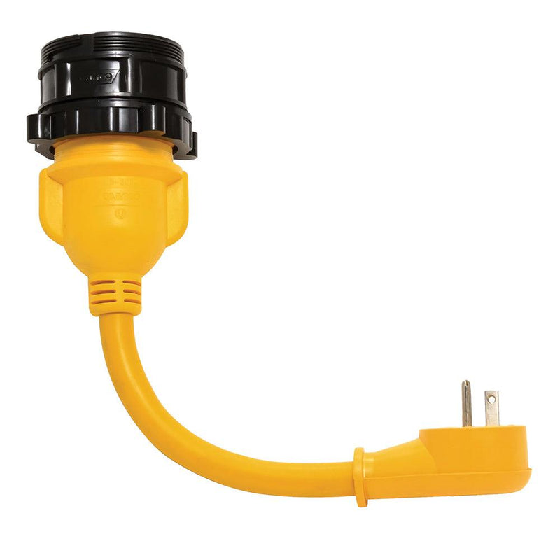 Camco PowerGrip Locking Adapter - 15A/125V Male to 30A/125V Female Locking [55635] - Essenbay Marine