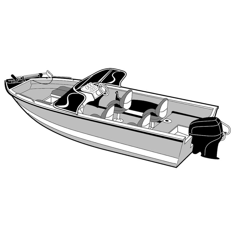 Carver Performance Poly-Guard Wide Series Styled-to-Fit Boat Cover f/16.5 Aluminum V-Hull Boats w/Walk-Thru Windshield - Grey [72316P-10] - Essenbay Marine
