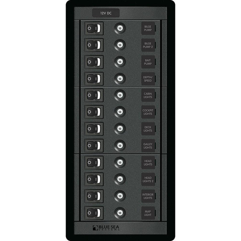 Blue Sea 1461 12 Position Circuit Breaker Panel - 12V - 120A [1461] - Essenbay Marine