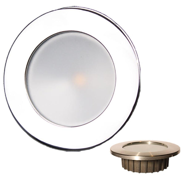 Lunasea ZERO EMI Recessed 3.5 LED Light - Warm White, Red w/Polished Stainless Steel Bezel - 12VDC [LLB-46WR-0A-SS] - Essenbay Marine