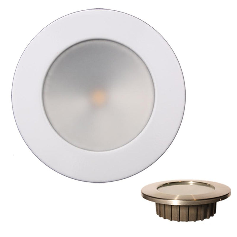 Lunasea ZERO EMI Recessed 3.5 LED Light - Warm White w/White Stainless Steel Bezel - 12VDC [LLB-46WW-0A-WH] - Essenbay Marine