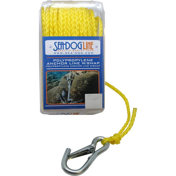 Sea-Dog Poly Pro Anchor Line w/Snap - 1/4" x 50 - Yellow [304206050YW-1] - Essenbay Marine