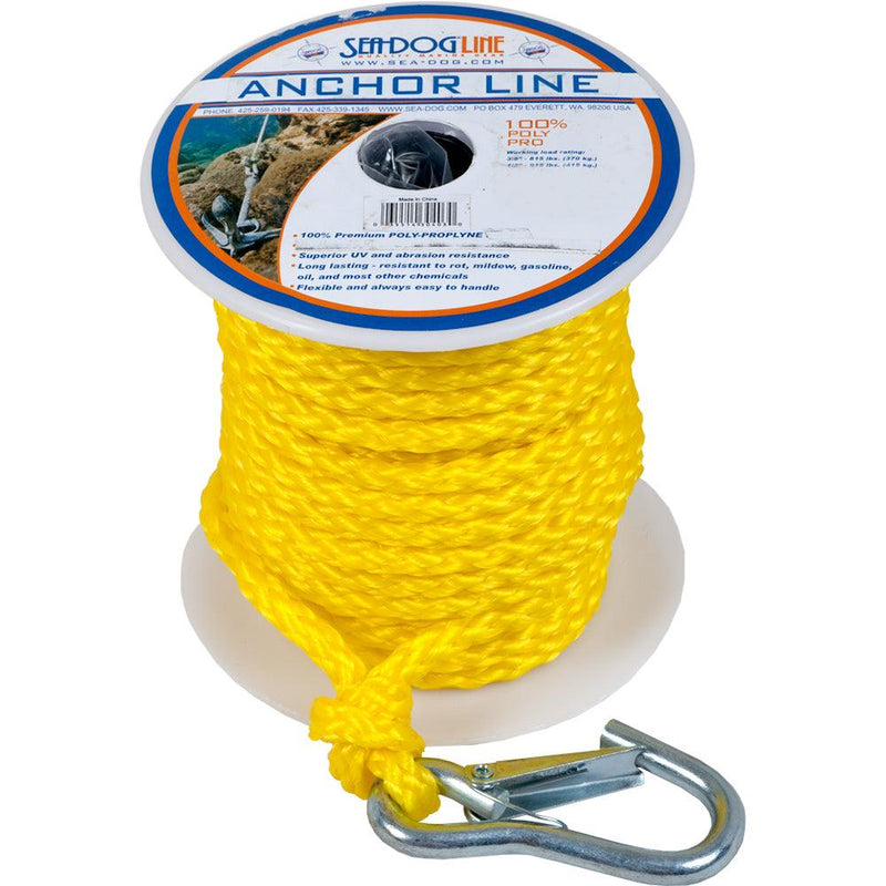 Sea-Dog Poly Pro Anchor Line w/Snap - 3/8" x 75 - Yellow [304210075YW-1] - Essenbay Marine