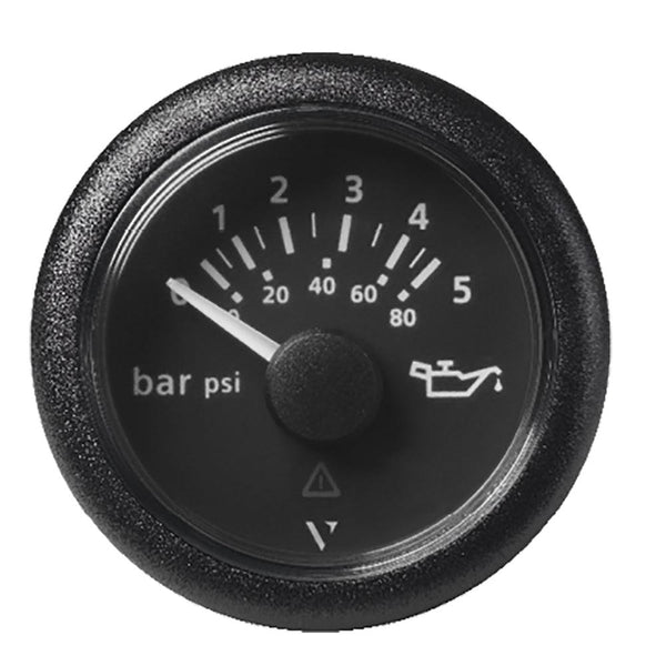 Veratron 52 MM (2-1/16") ViewLine Oil Pressure Gauge 5 Bar/80 PSI - Black Dial  Round Bezel [A2C59514123] - Essenbay Marine