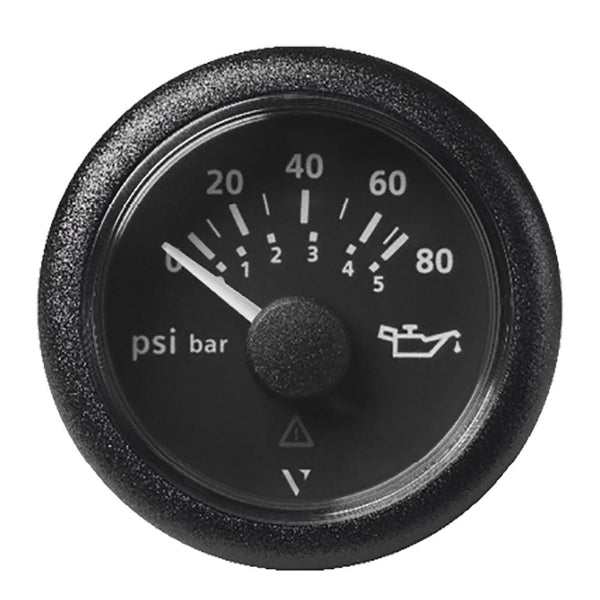 Veratron 52MM (2-1/16") ViewLine Oil Pressure Gauge 80 PSI/5 Bar - Black Dial  Round Bezel [A2C59514128] - Essenbay Marine