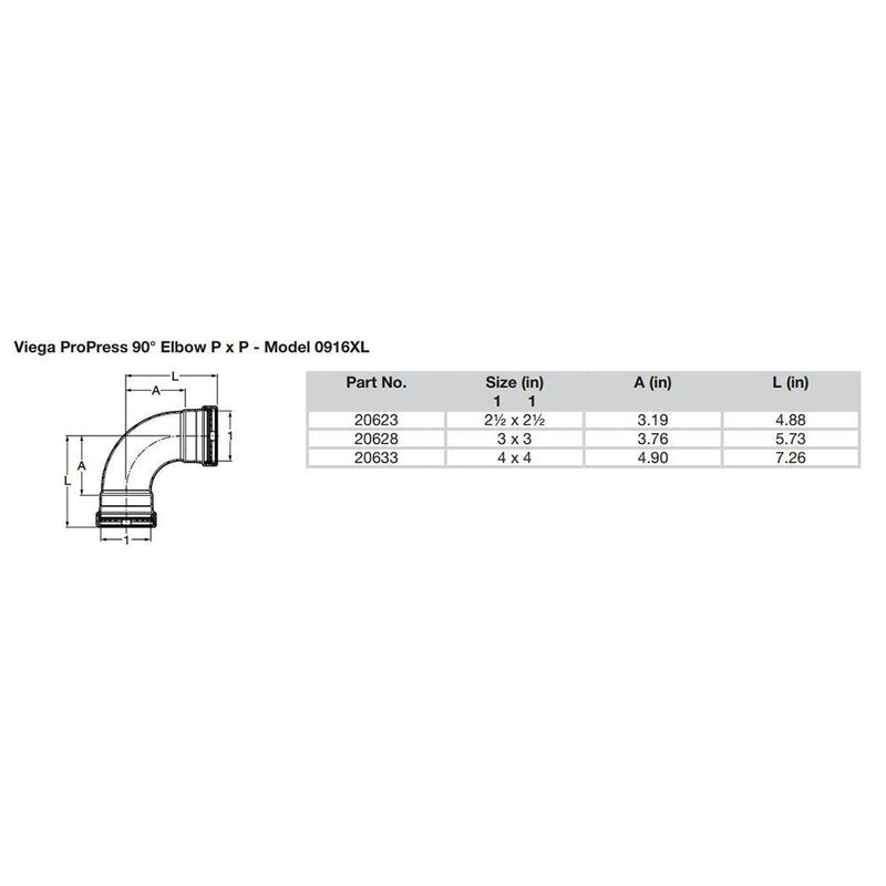 Viega ProPress 2-1/2" - 90 Copper Elbow - Double Press Connection - Smart Connect Technology [20623] - Essenbay Marine