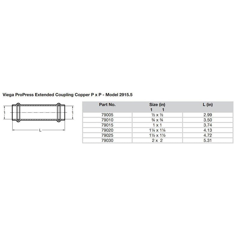 Viega ProPress 1-1/4" Extended Coupling w/o Stop - Double Press Connection - Smart Connect Technology [79020] - Essenbay Marine