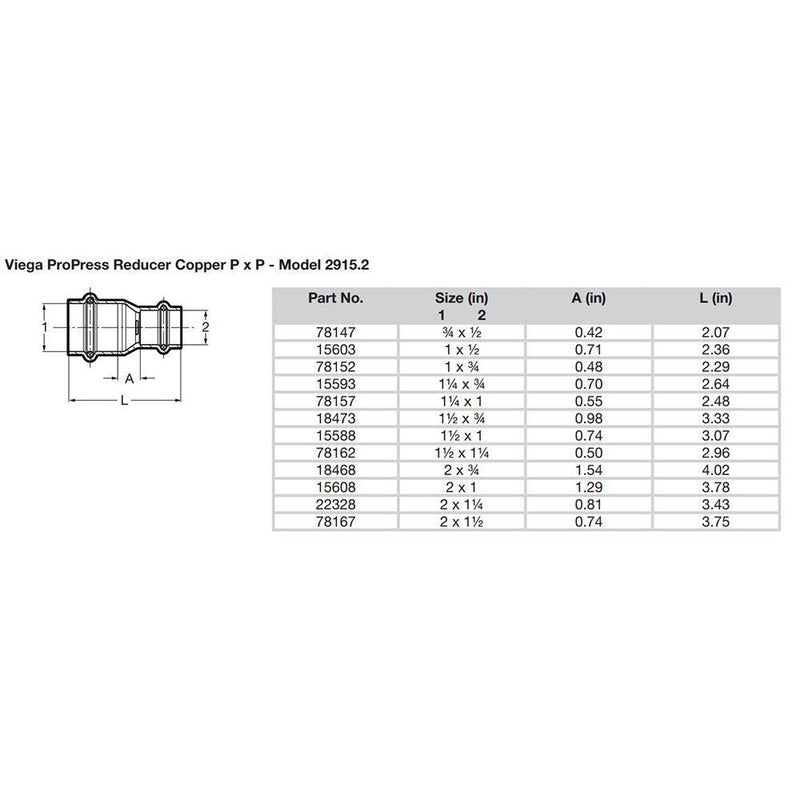 Viega ProPress 3/4" x 1/2" Copper Reducer - Double Press Connection - Smart Connect Technology [78147] - Essenbay Marine