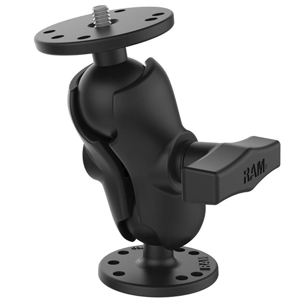 RAM Mount RAM Double Ball Mount w/1/4"-20 Male Thread - Short Arm [RAM-101AU-B] - Essenbay Marine