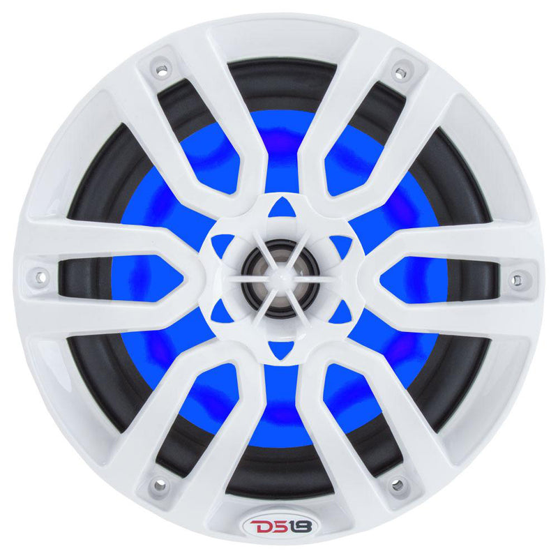 DS18 HYDRO 6.5" 2-Way Marine Speakers w/RGB LED Lights 300W - White [NXL-6] - Essenbay Marine