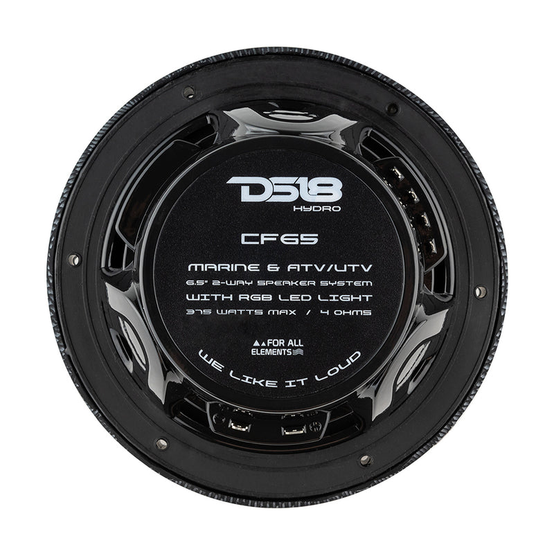DS18 HYDRO 6.5" 2-Way Marine Speakers w/RGB LED Lights 375W - Black Carbon Fiber [CF-65] - Essenbay Marine