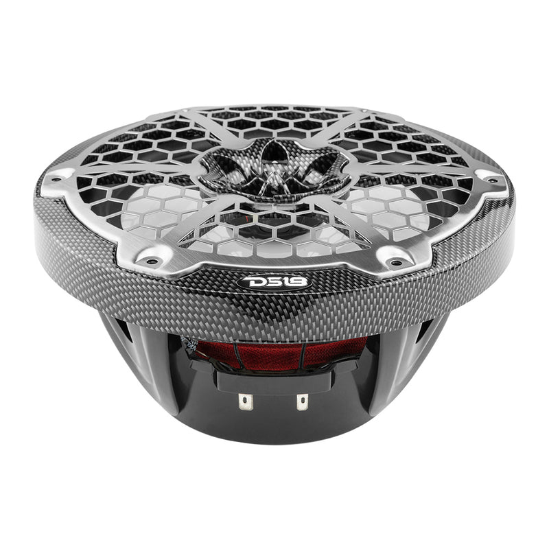 DS18 HYDRO 8" 2-Way Marine Speakers w/RGB LED Lights 450W - Black Carbon Fiber [CF-8] - Essenbay Marine