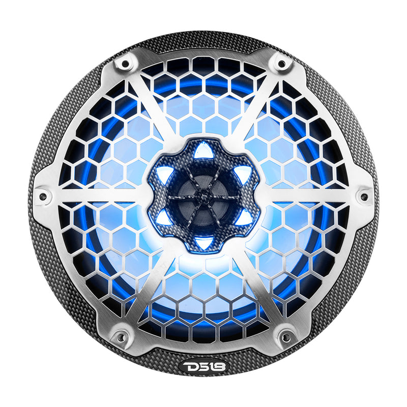 DS18 HYDRO 8" 2-Way Marine Speakers w/RGB LED Lights 450W - Black Carbon Fiber [CF-8] - Essenbay Marine