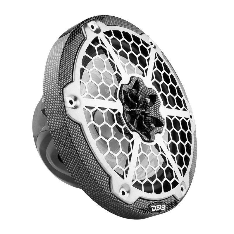 DS18 HYDRO 8" 2-Way Marine Speakers w/RGB LED Lights 450W - Black Carbon Fiber [CF-8] - Essenbay Marine