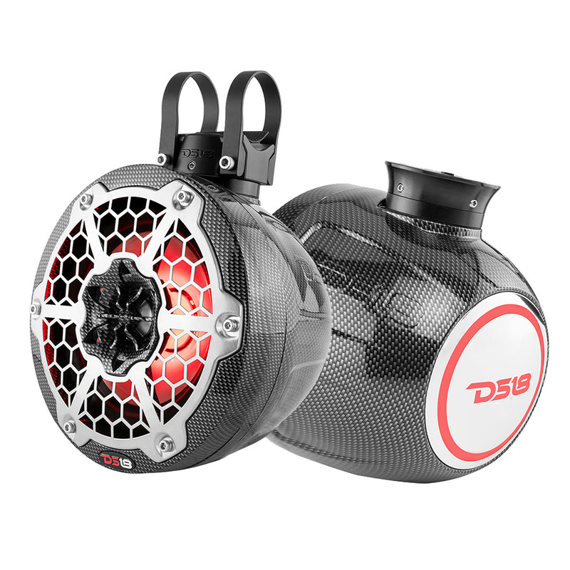 DS18 HYDRO 6.5" Compact Wakeboard Pod Tower Speaker w/RGB LED Lights - 375W - Black Carbon Fiber [CF-PS6] - Essenbay Marine