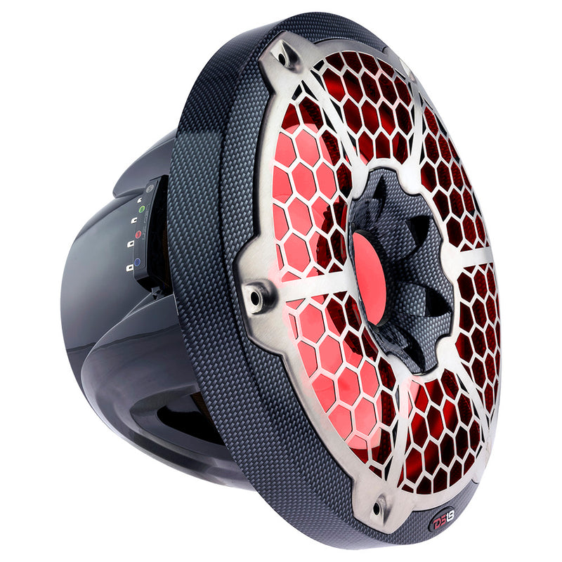 DS18 HYDRO 10" Subwoofer w/RGB Lights - 600W - Carbon Fiber [CF-10SUB] - Essenbay Marine